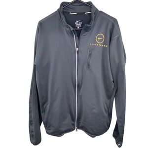Nike Livestrong Running Jacket Mens L Grey Full Zip Dri FIT Performance Athletic